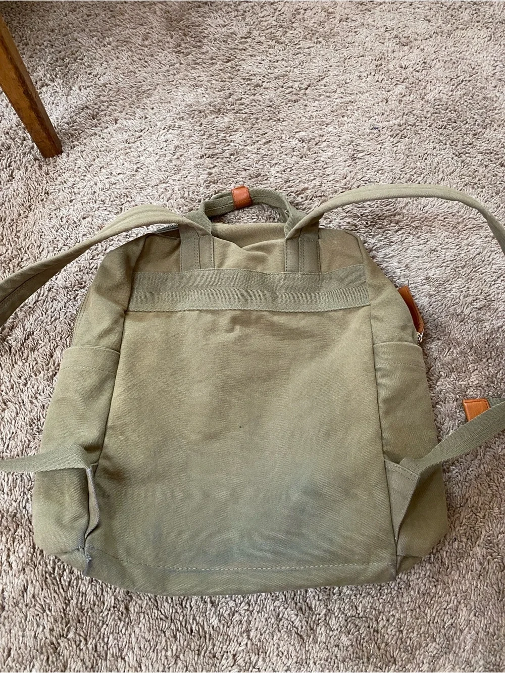 Margot New York Army Green Olive Canvas Cotton Backpack Utility